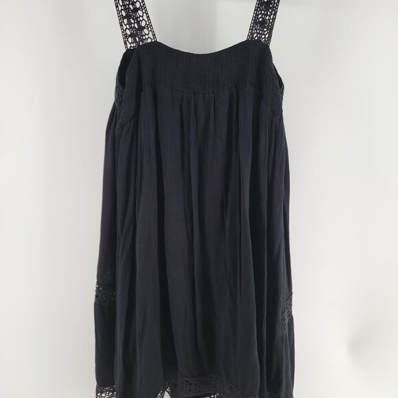 LoveStitch Black Boho Embroidered Dress Sz S Crochet Lace Straps Festival Style - Picture 6 of 11